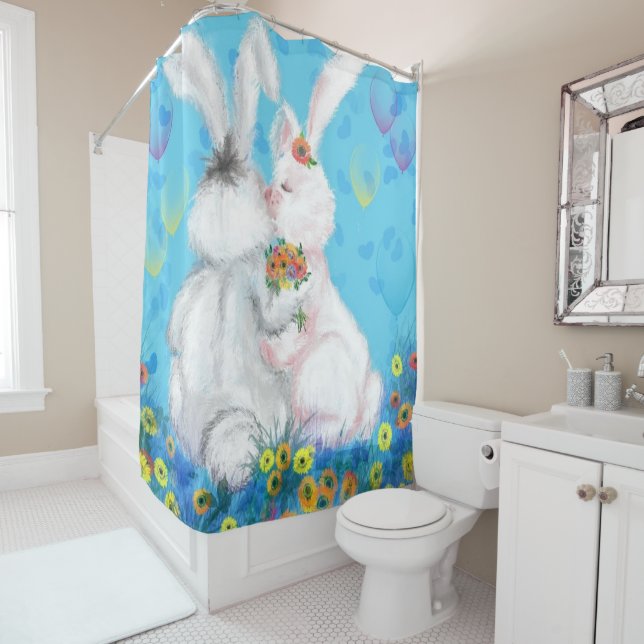 Sweet Liebe Couple Bunny Dusche Vorhang (Beispiel)