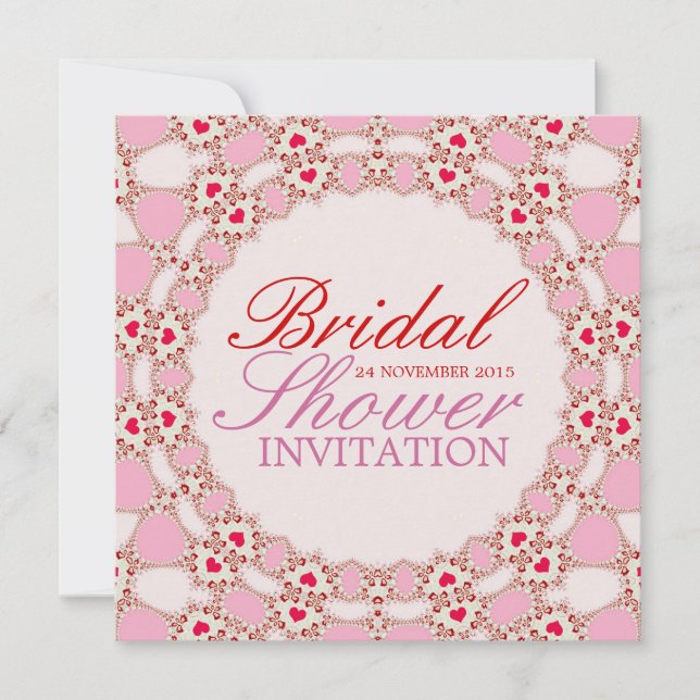 Sweet Liebe Hearts Lace Bridal Dusche Einladung (Vorderseite)