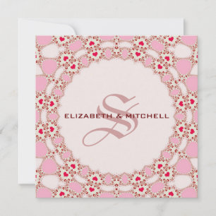Sweet Liebe Hearts Lace Monogram Wedding Einladung