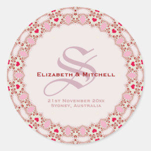 Sweet Liebe Hearts Lace Wedding Keepake Runder Aufkleber