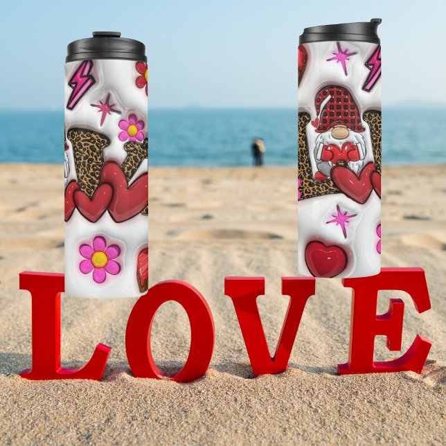 "Sweet Liebe" Herz & Blütendusche Thermosbecher ("Sweet Love" Tumbler
 a vibrant medley of hearts and flowers in bold colors)