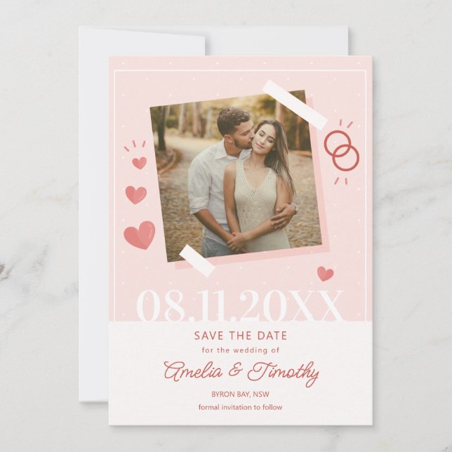 Sweet Liebe Herz Foto Save the Date Einladung (Vorderseite)