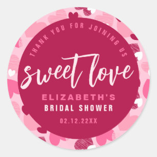 Sweet Liebe Herzdesign Valentinisches Brautparty Runder Aufkleber