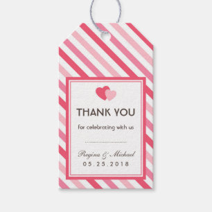 Sweet Liebe Pink Stripes Muster Wedding Gift Tag Geschenkanhänger