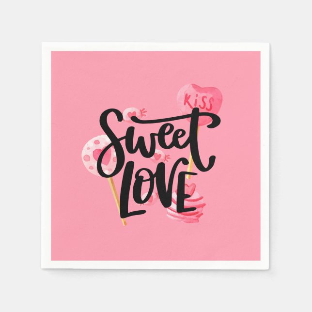 Sweet Liebe Valentine Typografie | Serviette (Vorderseite)