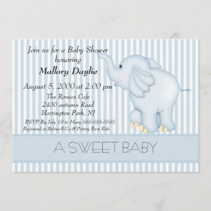 Sweet Light Blue Elephant Boy Baby Dusche Einladung