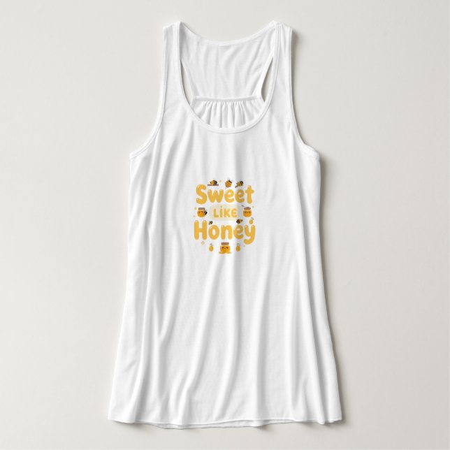 "Sweet Like Honey" Cute Bee and Honey Pot Tank Top (Design Vorderseite)