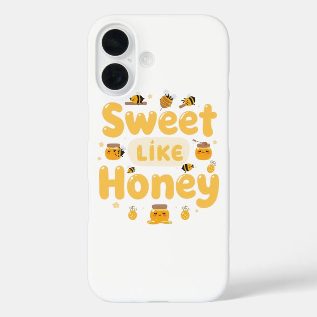 "Sweet Like Honey" Kawaii Pun iPhone 16 Hülle (Rückseite)