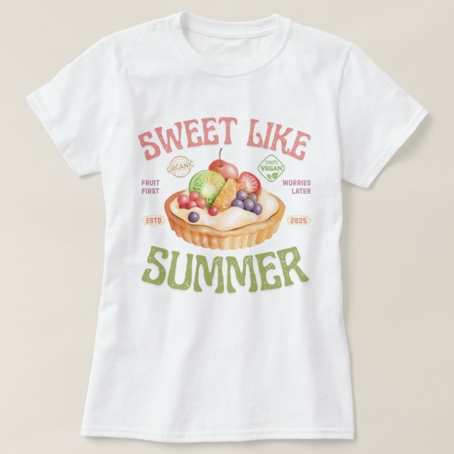Sweet Like Summer, Watercolor Fruits T-Shirt (Design vorne)