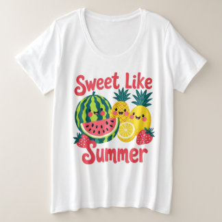 Sweet Like Summer Watermelon Strawberry pineapple Große Größe T-Shirt