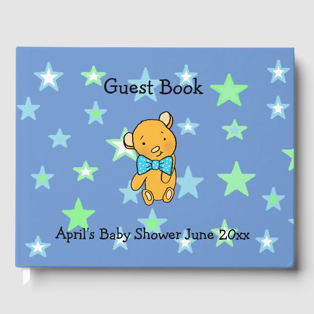 Sweet Lil Teddy Bear Boy's Baby Shower Gästebuch (Vorderseite)