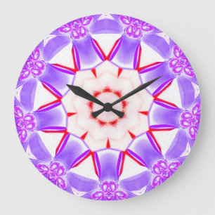 Sweet Lila Blume Fraktal Große Wanduhr