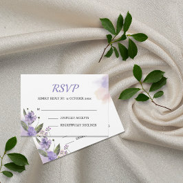 Sweet Lila Blumenhochzeit RSVP Karte