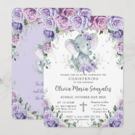 Sweet Lila Blütenlephant Christening Taufe Einladung