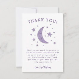 Sweet Lila Moon Stars Kinderdusche Dankeskarte