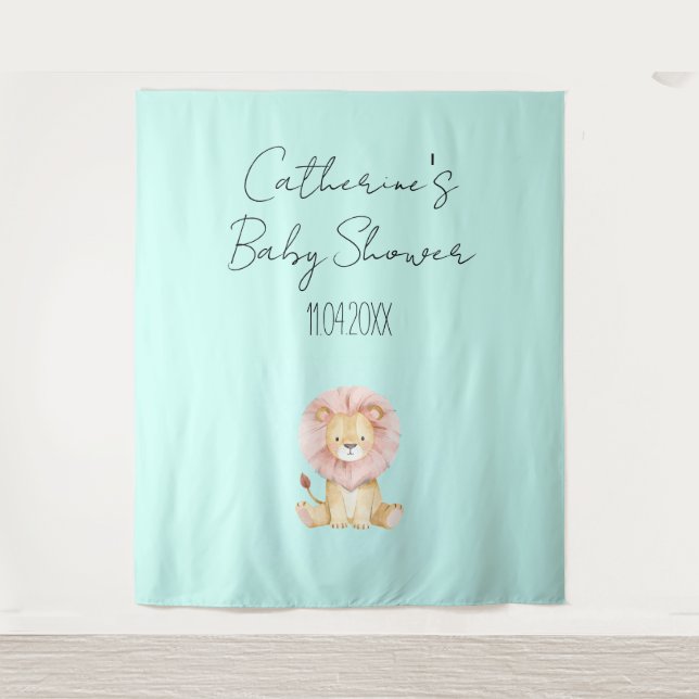 Sweet Lion Baby Shower Theme Party Backdrop Wandteppich (Vorderseite)