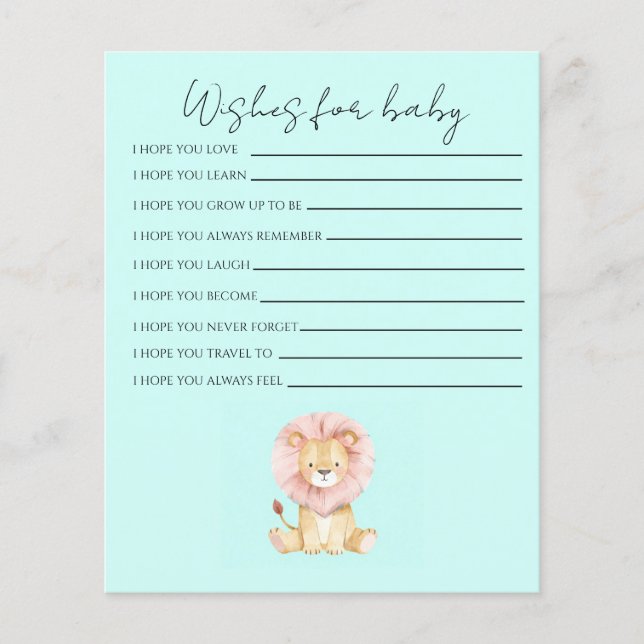 Sweet Lion Wishes for Baby shower stationery (Vorderseite)