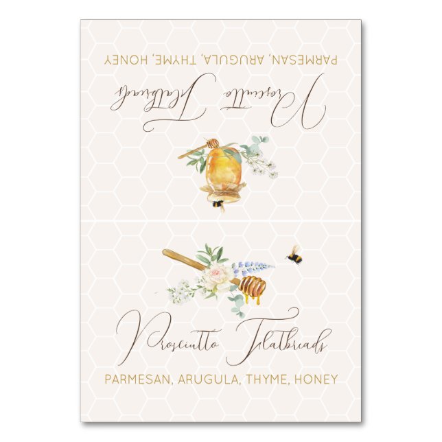 Sweet Litey Honey Baby Shower Food Label Card Tischnummer (Vorderseite)