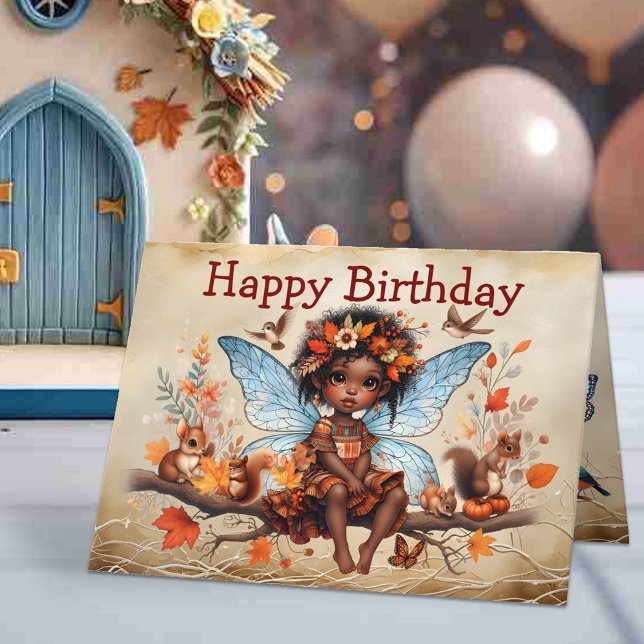 Sweet Little African Fairy Princess Happy Birthday Karte (Von Creator hochgeladen)