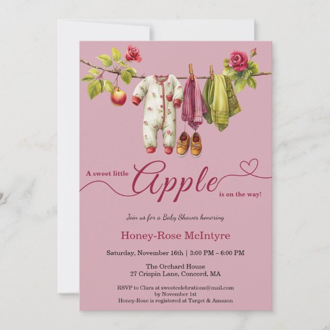 Sweet Little Apple Baby Shower | Fall Rustic Baby  Einladung (Vorderseite)