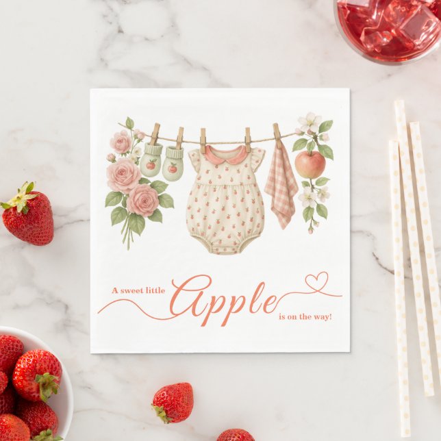 Sweet Little Apple Baby Shower | Fall Rustic Baby  Serviette (Beispiel)