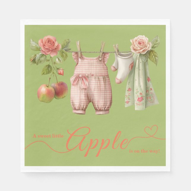 Sweet Little Apple Baby Shower | Fall Rustic Baby  Serviette (Vorderseite)