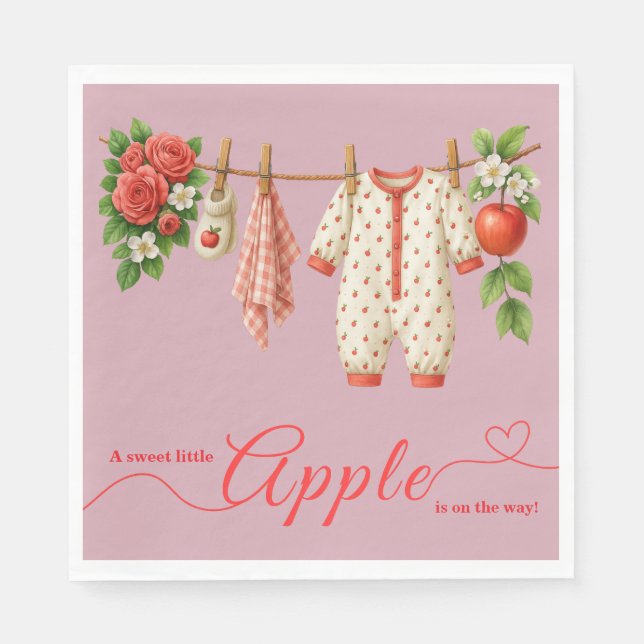 Sweet Little Apple Baby Shower | Fall Rustic Baby  Serviette (Vorderseite)