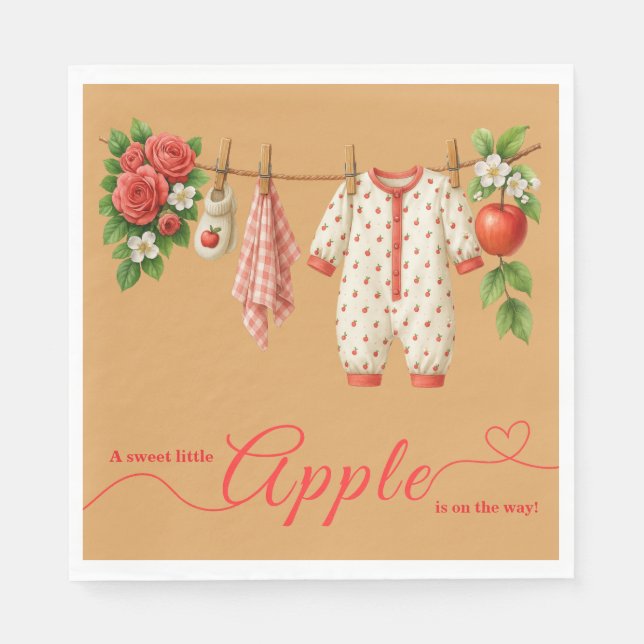 Sweet Little Apple Baby Shower | Fall Rustic Baby  Serviette (Vorderseite)