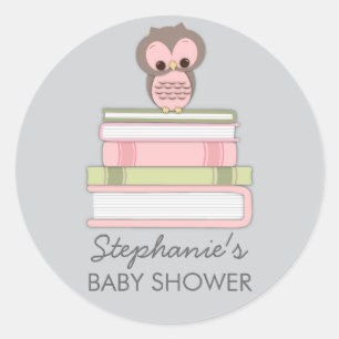 Sweet Little Baby Book Girl Owl Favoriser Sticker