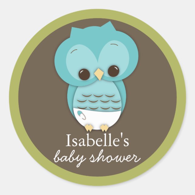 Sweet Little Baby Boy Owl Gefallen Sticker (Vorderseite)
