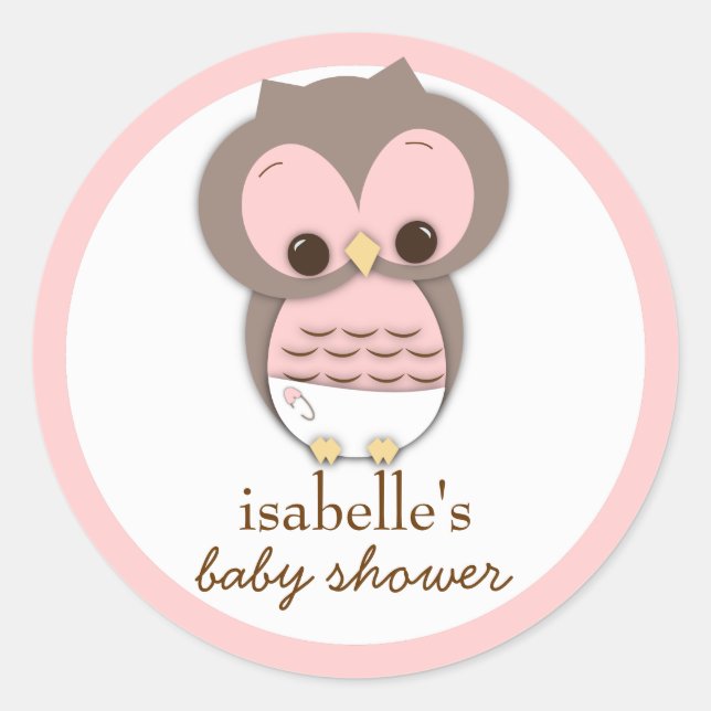 Sweet Little Baby Girl Owl Gefallen Sticker (Vorderseite)