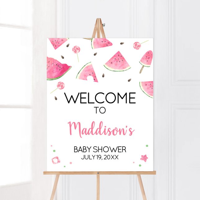 Sweet Little Baby Watermelon Babydusche Willkommen Poster (Watermelon Sweet Little Baby Shower Welcome Sign)