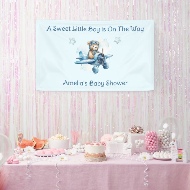 Sweet Little Boy on Way Baby Shower Banner (Party)
