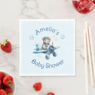 Sweet Little Boy on Way Baby Shower Serviette