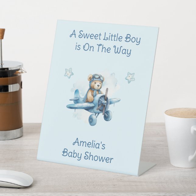 Sweet Little Boy on Way Baby Shower Sockelschild (In SItu)