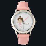 Sweet Little Brünett Ballet Dancer Armbanduhr<br><div class="desc">Diese bezaubernde Armbanduhr zeigt eine bezaubernde Vektorgrafik einer niedlichen Ballerina und kann mit dem Namen Ihres kleinen Mädchens,  dem Monogramm,  dem Initial oder jedem beliebigen Text Ihrer Wahl personalisiert werden,  um ein individuelles Geschenk zu erhalten.</div>