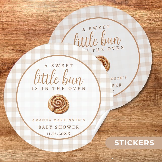 Sweet Little Bun in Oven Neutral Baby Shower Runder Aufkleber (Von Creator hochgeladen)