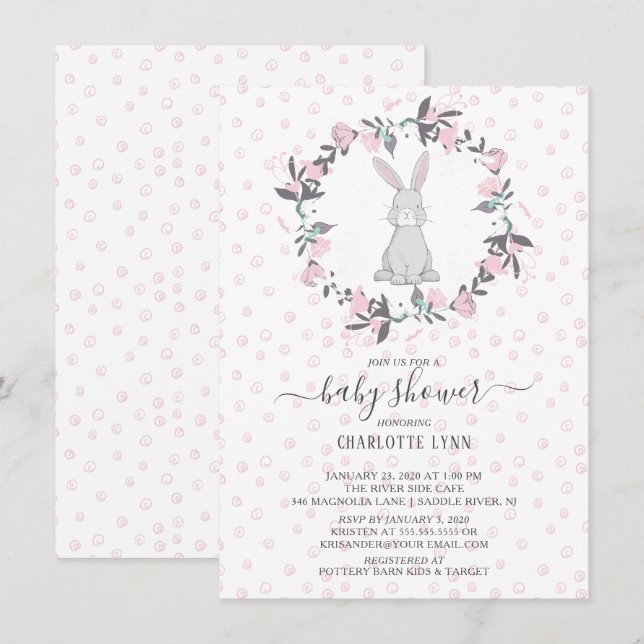Sweet Little Bunny Baby Dusche Einladung (Vorne/Hinten)