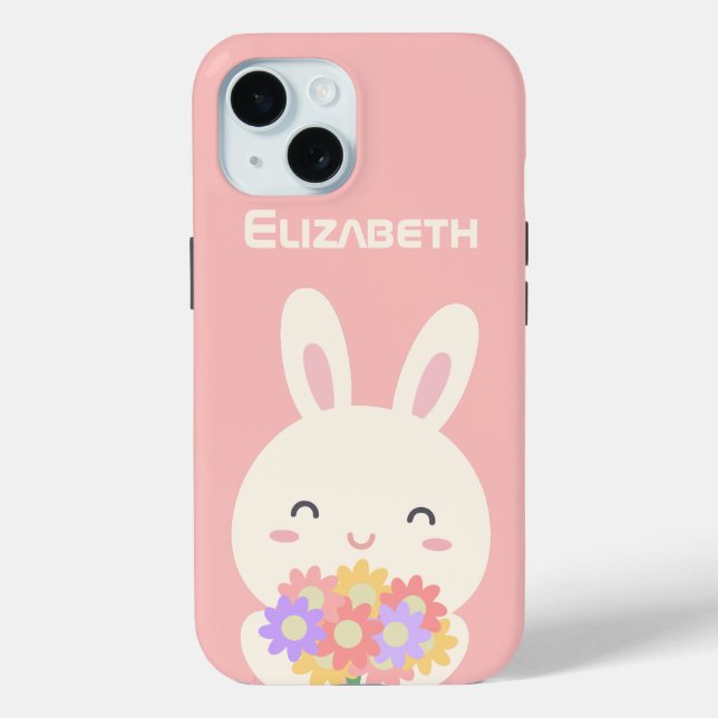 Sweet Little Bunny & Blume Individuelle Name Pink Case-Mate iPhone Hülle (Rückseite)