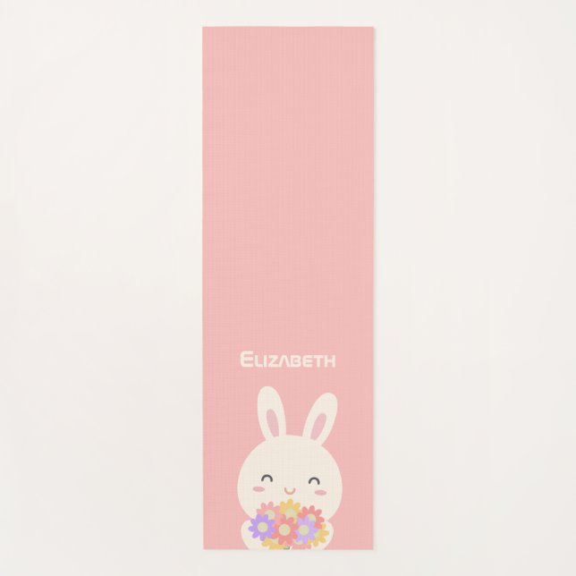 Sweet Little Bunny & Blume Individuelle Name Pink Yogamatte (Vorderseite)