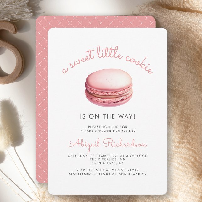 Sweet Little Cookie Macaron Pink Girl Baby Dusche Einladung (Von Creator hochgeladen)