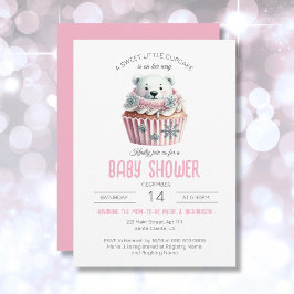 Sweet Little Cupcake Pastel Pink Girl Babydusche Einladung