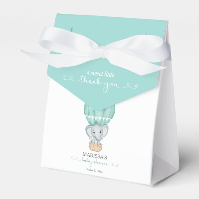 Sweet Little Danke Green Elephant Baby Dusche Geschenkschachtel (Vorderseite)