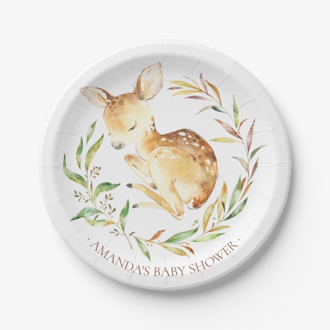 Sweet Little Deer Baby Shower 7" Platten Pappteller (Vorderseite)