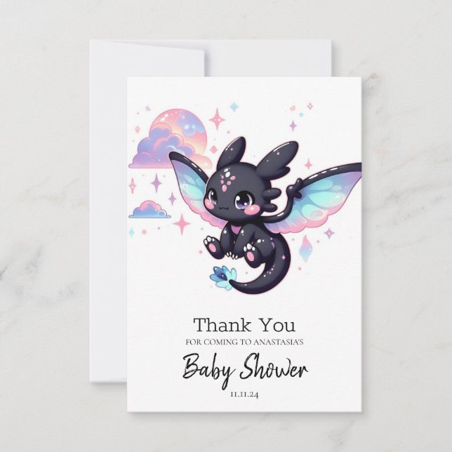 Sweet Little Dragon Baby Dusche Dankeskarte (Vorderseite)