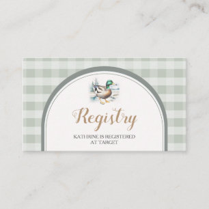 Sweet Little Duckling Gingham Baby Shower Registry Begleitkarte