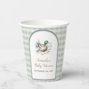 Sweet Little Duckling Mallard Gingham Baby Shower Pappbecher