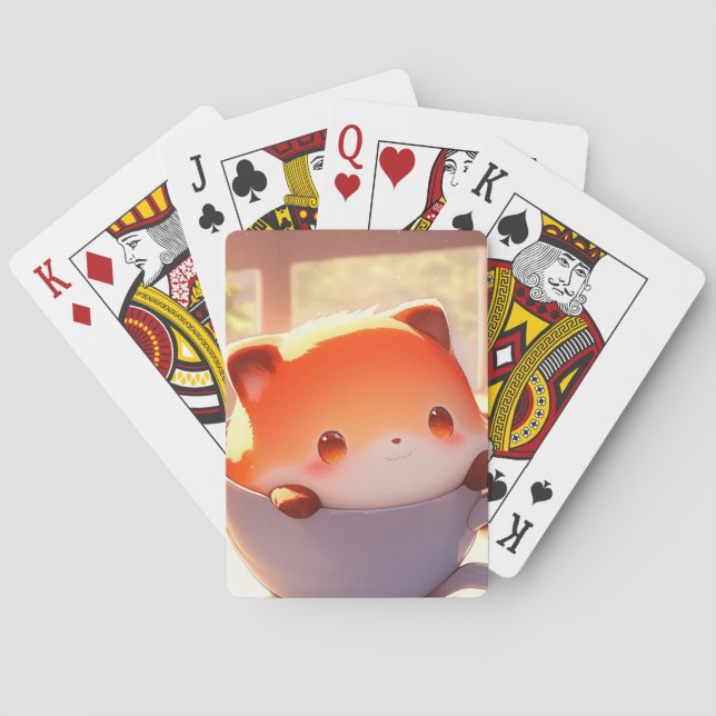 Sweet Little Fox in Teacup Spielkarten (Rückseite)