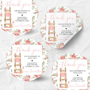 Sweet Little Girl Boho Baby Shower Runder Aufkleber