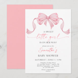 Sweet Little Girl Coquette Bow Border Baby Dusche Einladung